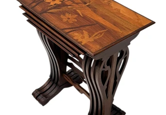 Art Nouveau Set of Four Nesting Tables by Emile Galle Nancy France, 1900s